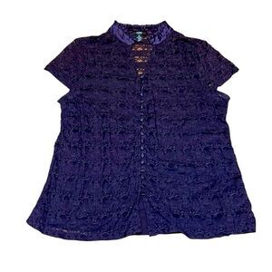 Alfani Woman  Lace Top/Cami, Purple, 1X